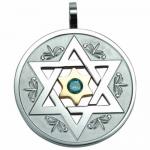 Very Nice Circular Stainless Steel Pendant With Star of David