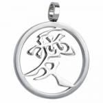 Circular Stainless Steel Pendant With Chinese Symbol