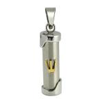 Stainless Steel Judaica Pendant with Gold PVD Hebrew Inscription