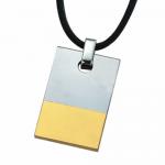 Gorgeous Tungsten with Gold PVD Pendant w/ Woven Cord