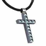 Tungsten Cross with Leather Necklace