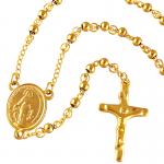 6MM Gold PVD Coated Rosary Necklace with 6mm Beads