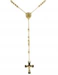 Gold PVD Stainless Steel Rosary with with Jesus on the Cross and a Praying Virgin Mary Centerpiece