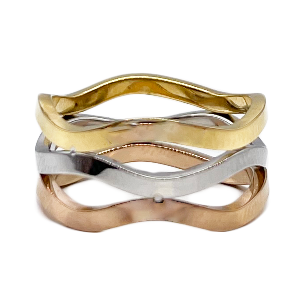 Stainless Steel Tri-Color Layered Lady Ring