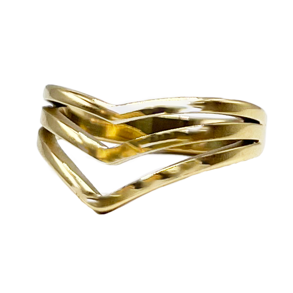Gold Stainless Steel Small V Shape Ring