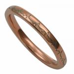 Rose Gold PVD Stainless Steel Ring With Gray Laser Design Around The Ring