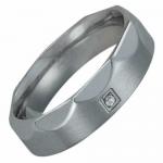 Gorgeous Stainless Steel Ring with 3 Points Carat Diamond - Very Elegant