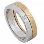 Stainless Steel Ring with 12 Roman Numerals and Small CZ Stone