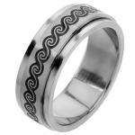 Stainless Steel Spinner Ring with Wavy Design