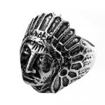 Stainless Steel Urban Biker Ring with Indian Image