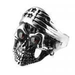 Stainless Steel Skull Ring with Stars Bandana and Red Eyes