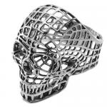 Stainless Steel Skull Ring in Webbing Design