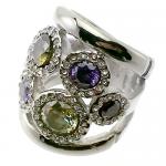 Vintage Ring in Stainless Steel with Color Stones