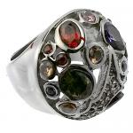 Round Vintage Ring with Color Stones