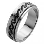 Spinner Ring with Black Engraved Braid pattern