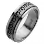 Spinner Ring with Engraved Abstract Flames