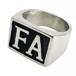 Stainless Steel Signet FA Initial Biker Ring