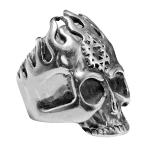 Stainless Steel Skull Ring with Flame