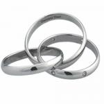 Jewel Encrusted Triple Conjoined Stainless Steel Rings