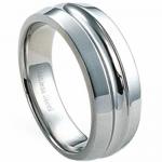Beautiful Stainless Steel Ring w/ Center Groove 