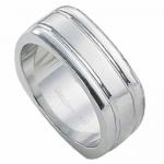 Stainless Steel Square Shaped Ring w/ Horizontal Stripes 