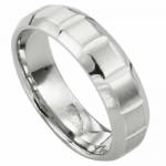 Stainless Steel Beveled Edge Ring With Vertically Carved Lines