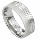 Stainless Steel Ring With Matte Stripe and Shiny design 