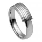 Urban Stainless Steel Ring With Etched Horizontal Lines