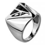 Stainless Steel Ring With Cut Out Pyramid Design