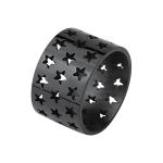Black Steel Ring with Star Shape CutOut Pattern