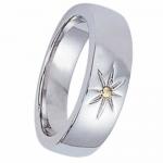 Stainless Steel Ring With Gold PVD Flower Design