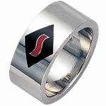 Stainless steel with Black Enamel Wave ring