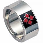 Stainless steel with Black Enamel and Red Arrows  ring