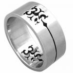 Stainless Steel Ring With Cut Out Tribal Design