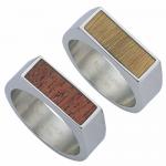 Stainless Steel Ring With Wood Center