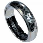 Tungsten Carbide ring with laser-made vine design