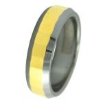 Tungsten Carbide Ring with Gold Stripe