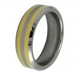 Tungsten Carbide  Ring with Gold Stripes