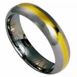 Tungsten Carbide Ring with Gold Stripe 