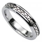 Tungsten Ring with Silver Center Design
