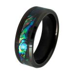 Tungsten Black PVD Ring with Holographic Design
