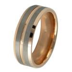 Tungsten With Rose Gold PVD Ring