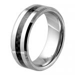 Contemporary Tungsten Ring With Carbon Fiber Inlay