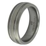 Brushed Tungsten Ring with Shiny Grooves