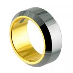 Beveled Edge Tungsten Carbide Ring with Interior Gold PVD Coating