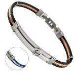 Stainless Steel Adjustable Cable Bracelet w/ ID Bar & Anchor Design