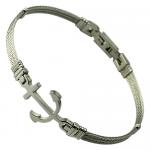 Stainless Steel Cable Bracelet With Anchor