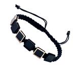 Brown Multi-Strand Braided Leather and Beaded Bracelet with Gold Accents and Clasp