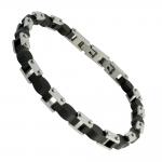 Silver & Black Stainless Steel Link Bracelet
