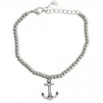 Silver CZ Dangle Anchor Bracelet